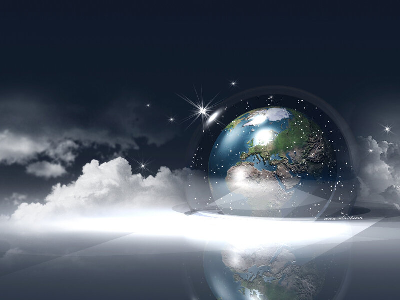 Earth in a Glass Sphere — Blue, Dramatic