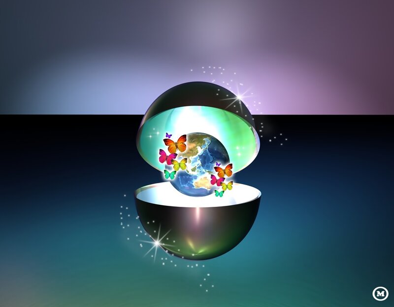 Earth in a Glowing Sphere