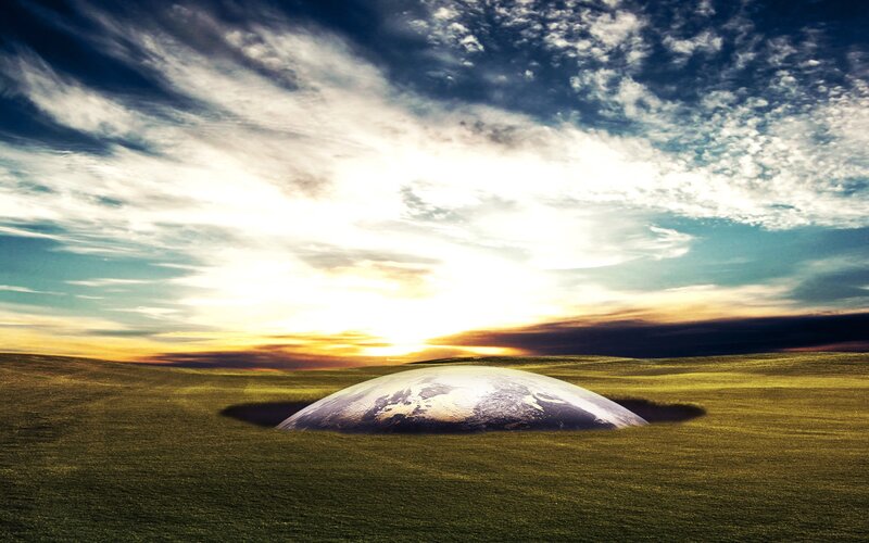 Earth in a grassy field