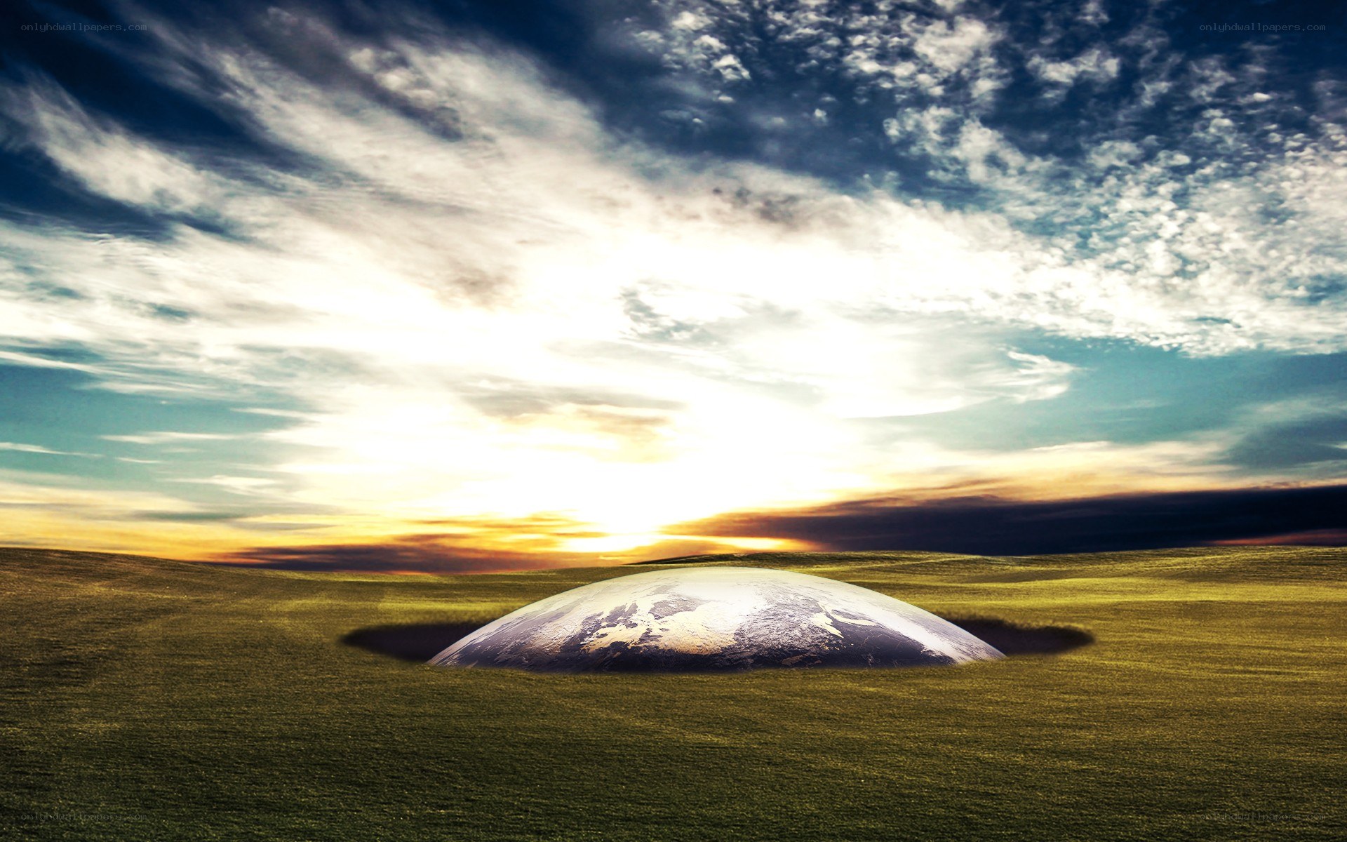 Earth in a grassy field