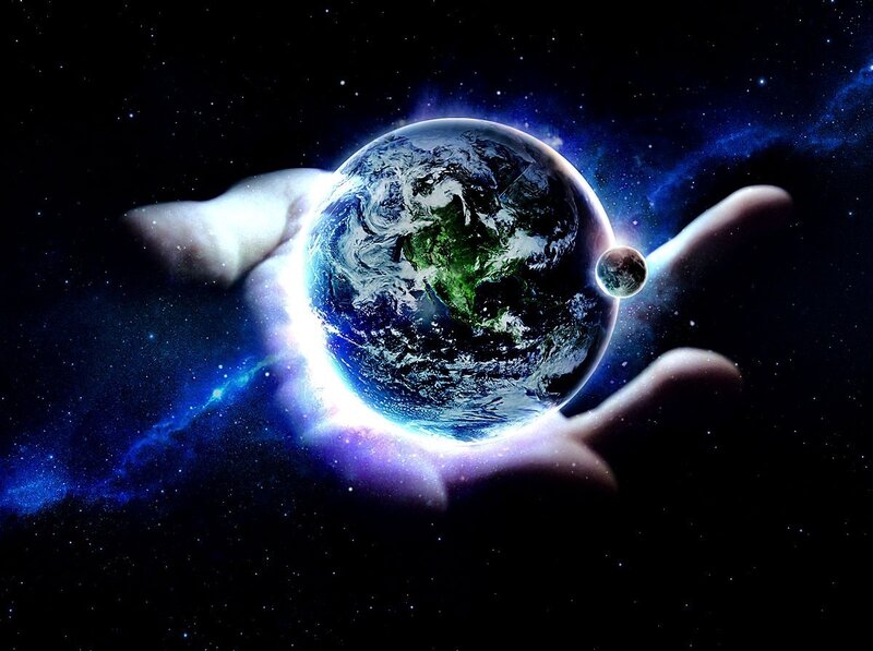 Earth in a Hand — Blue