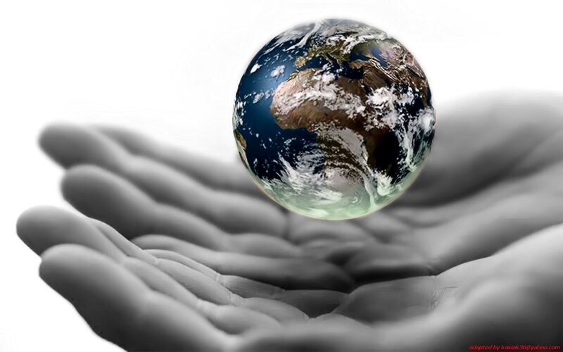 Earth in a Hand — Gray