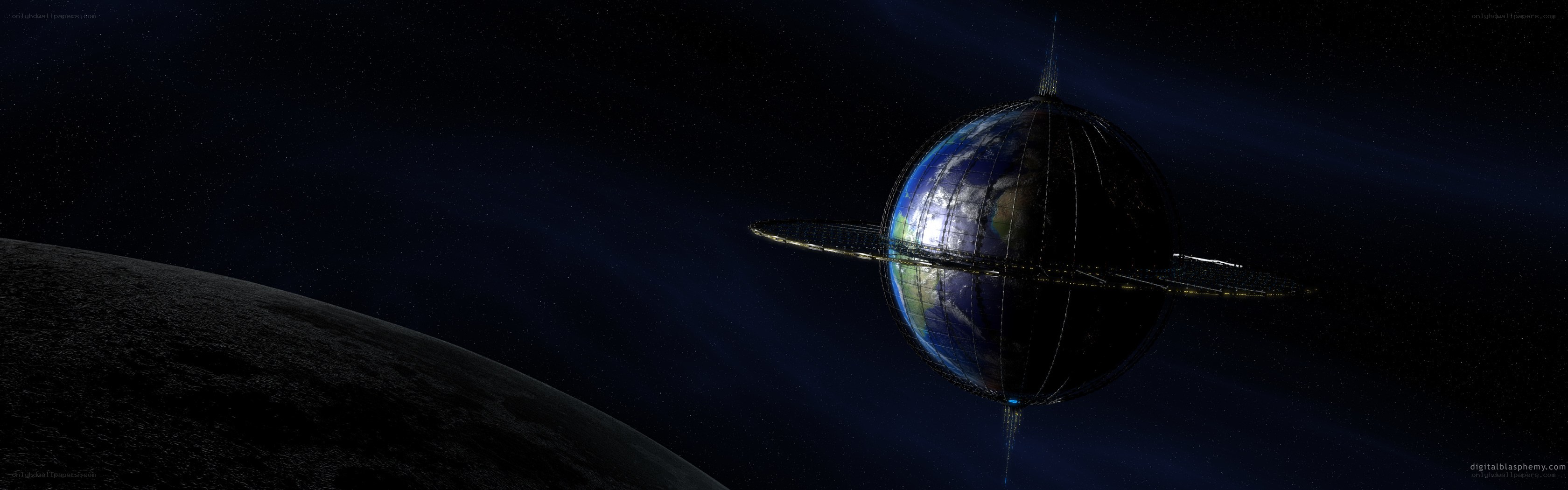 Earth in a space habitat