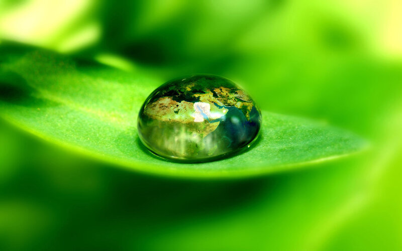 Earth in a water droplet