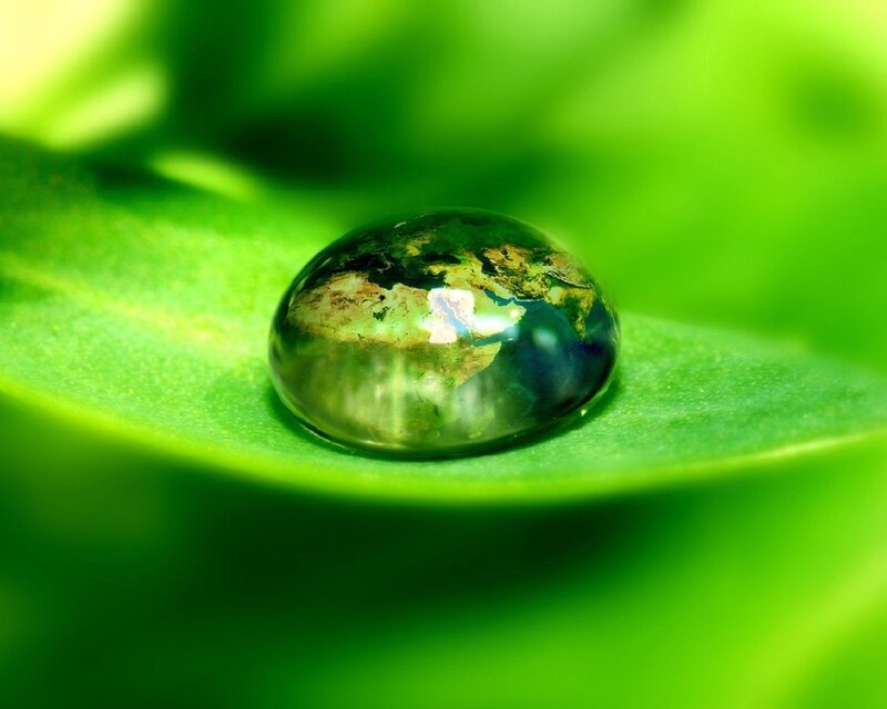 Earth in a water droplet