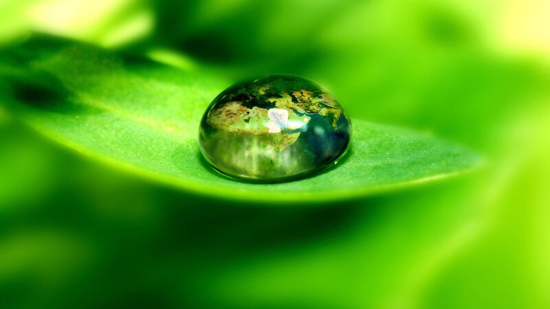 Earth in a water droplet