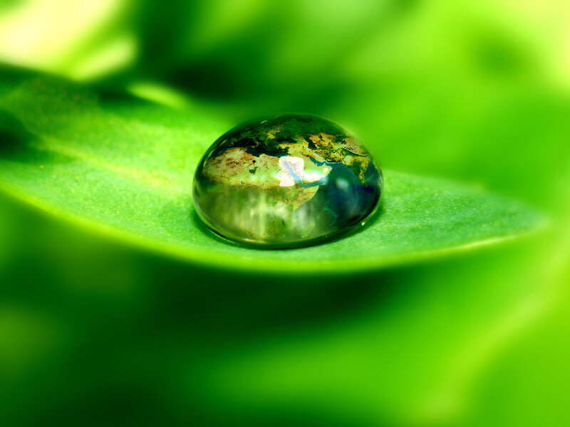 Earth in a water droplet