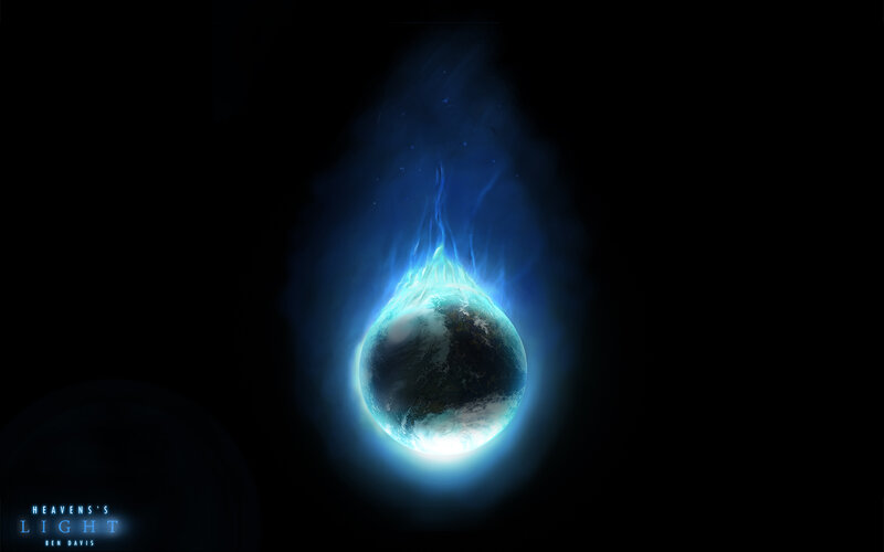 Earth in Blue Flames