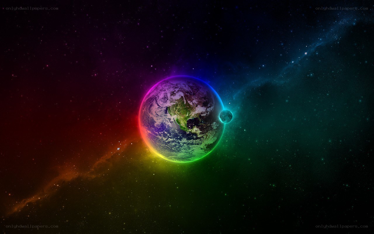Earth in colorful space
