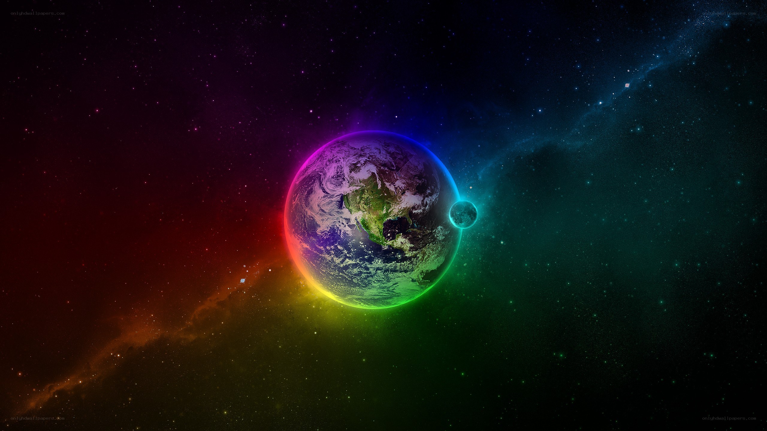 Earth in colorful space