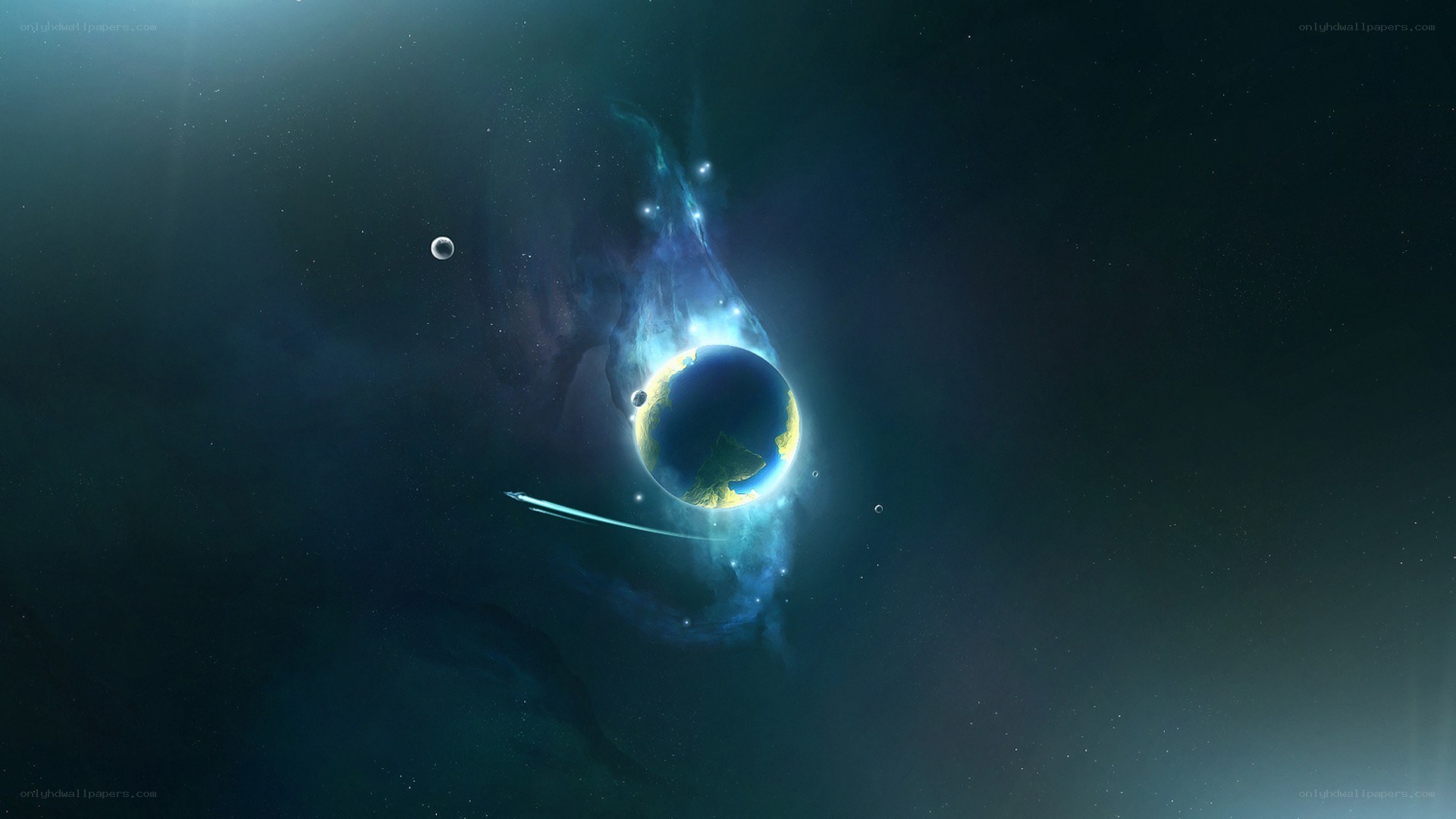 Earth in cosmic nebula