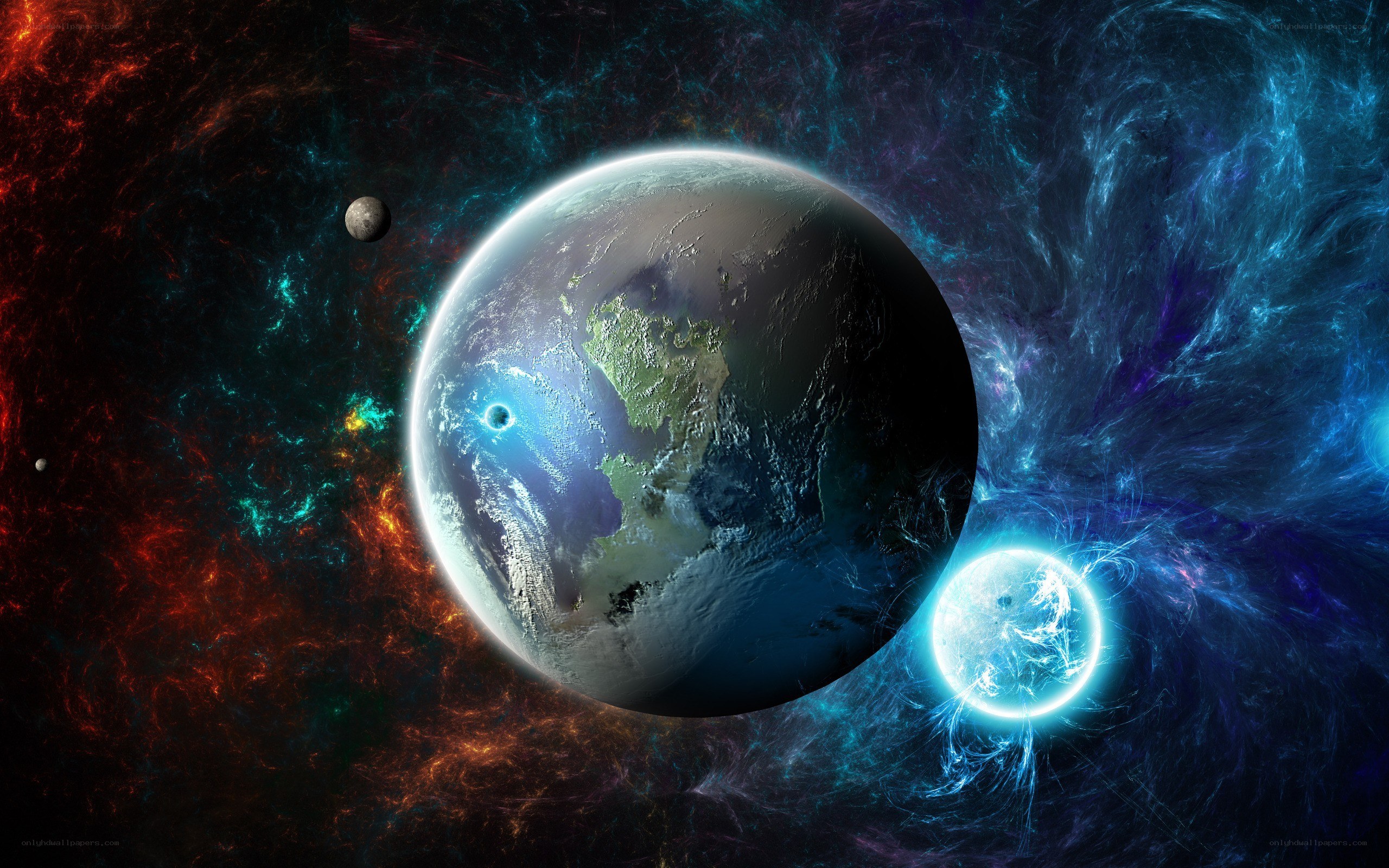 Earth in cosmic nebula