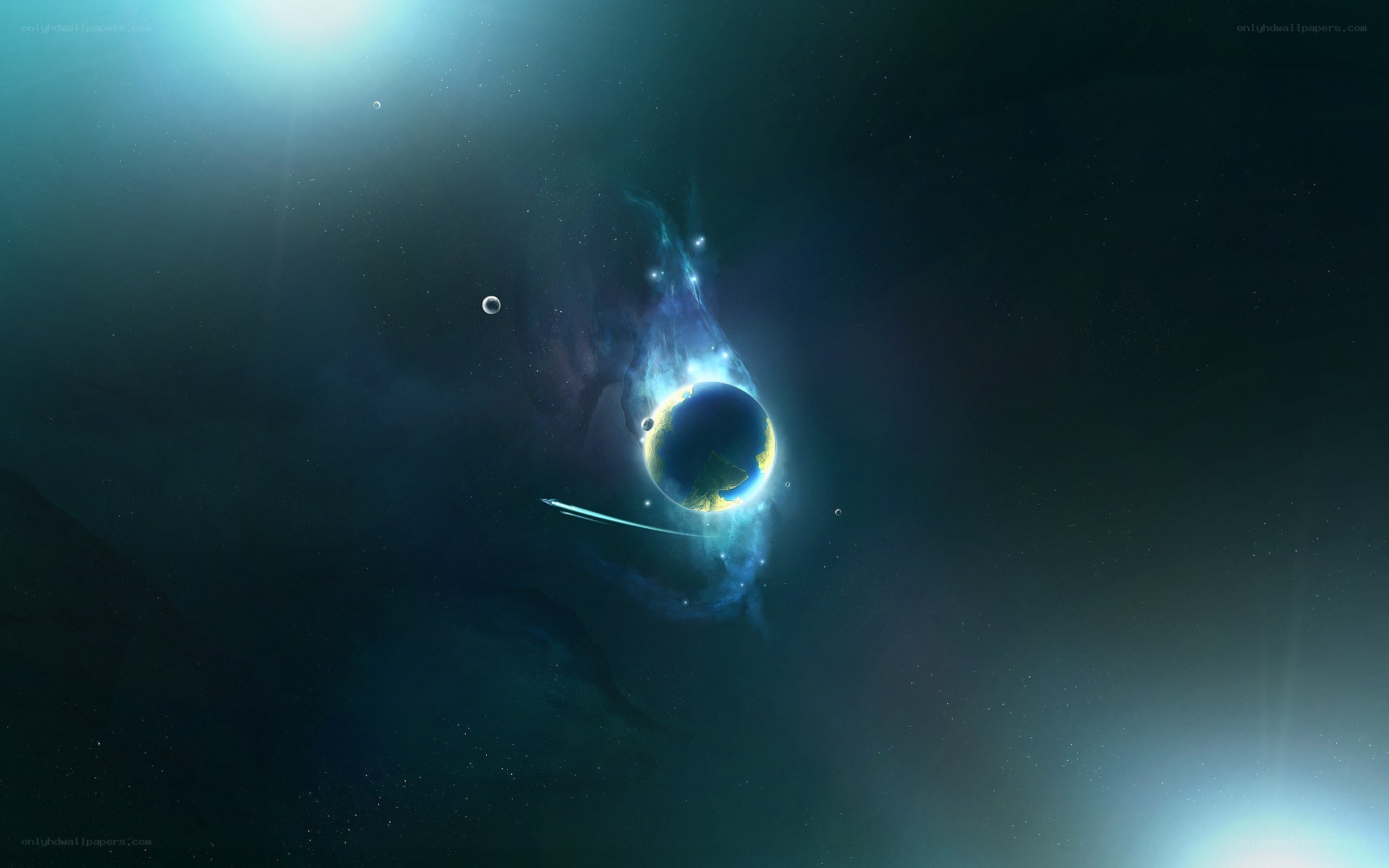 Earth in cosmic nebula