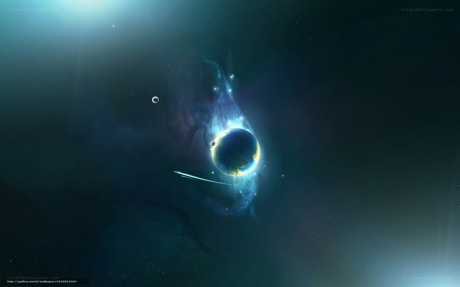 Earth in cosmic nebula
