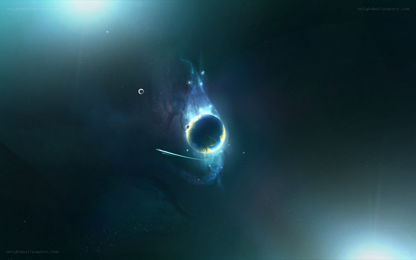 Earth in cosmic nebula