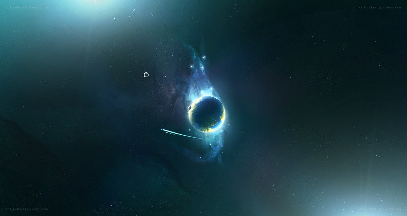 Earth in cosmic nebula