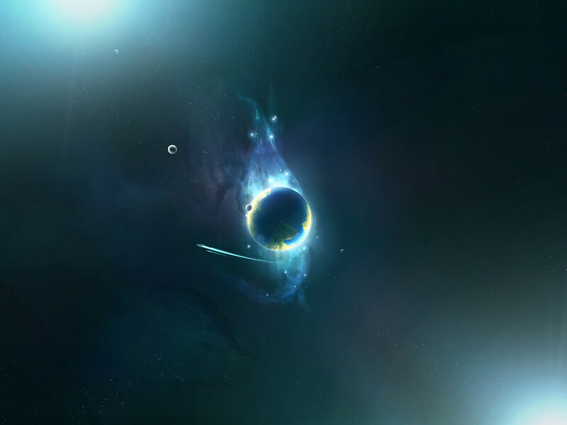 Earth in cosmic nebula
