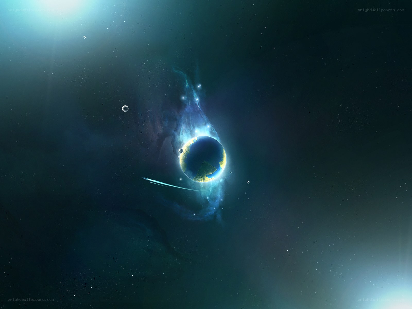 Earth in cosmic nebula