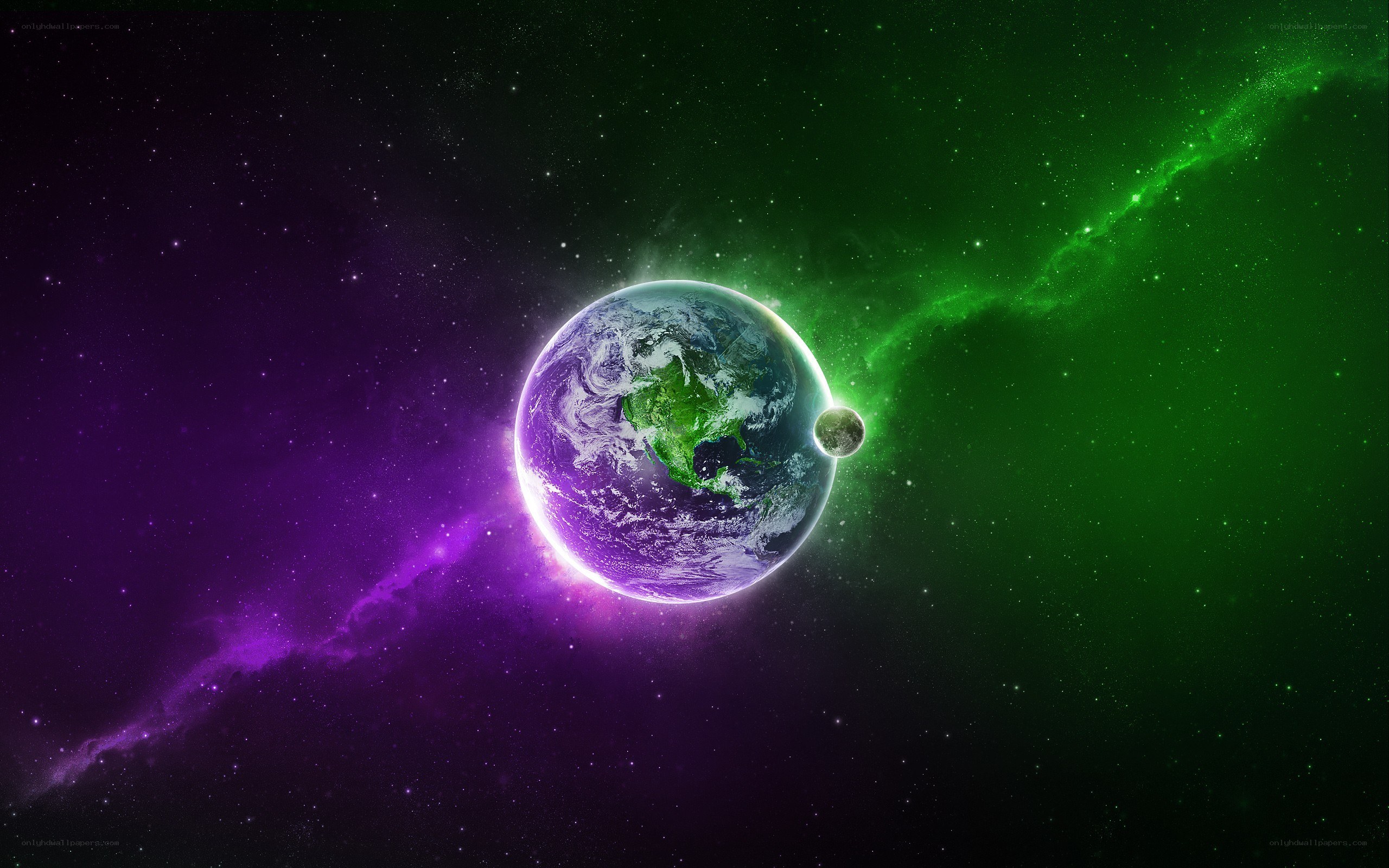 Earth in cosmic nebula