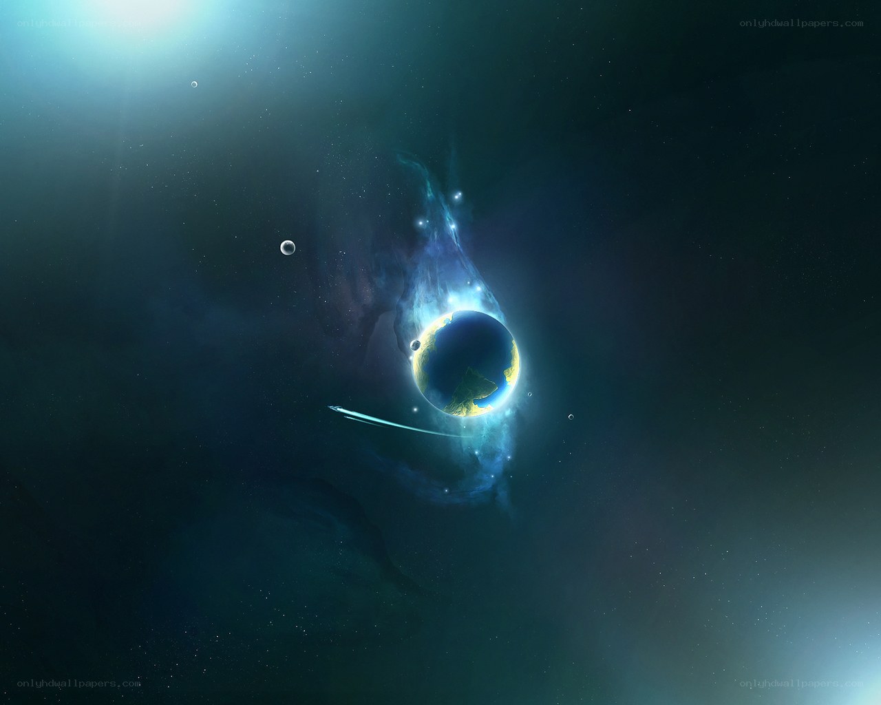 Earth in cosmic nebula