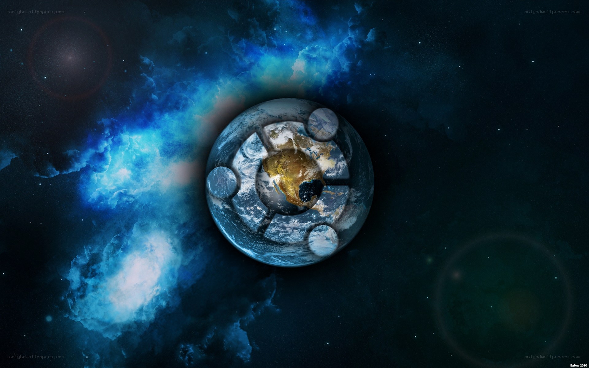 Earth in cosmic nebula