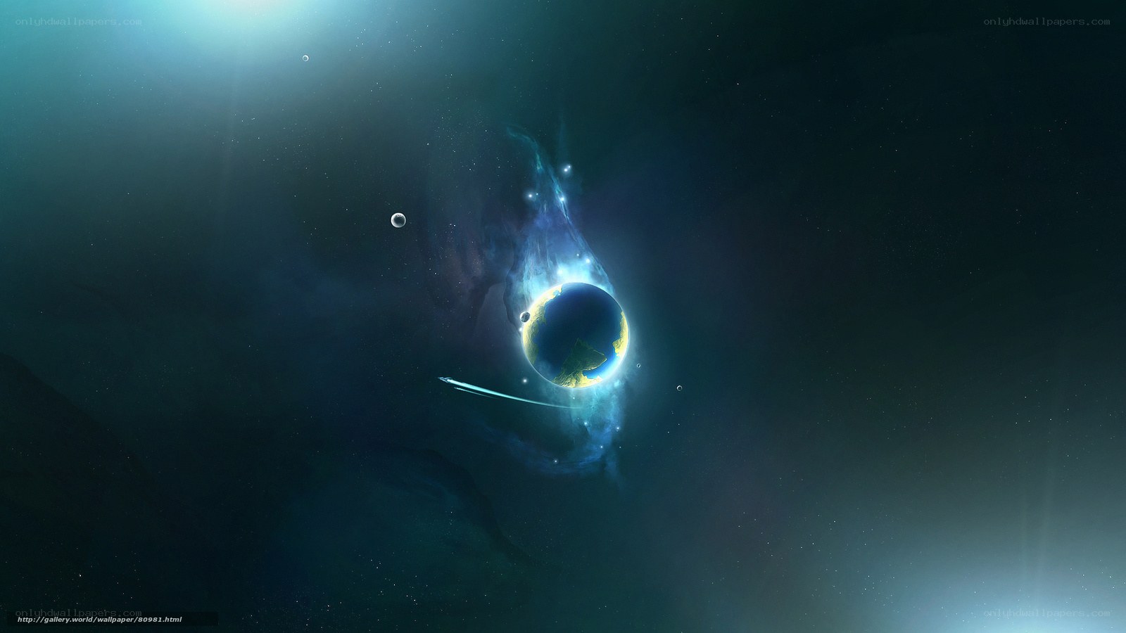 Earth in cosmic nebula