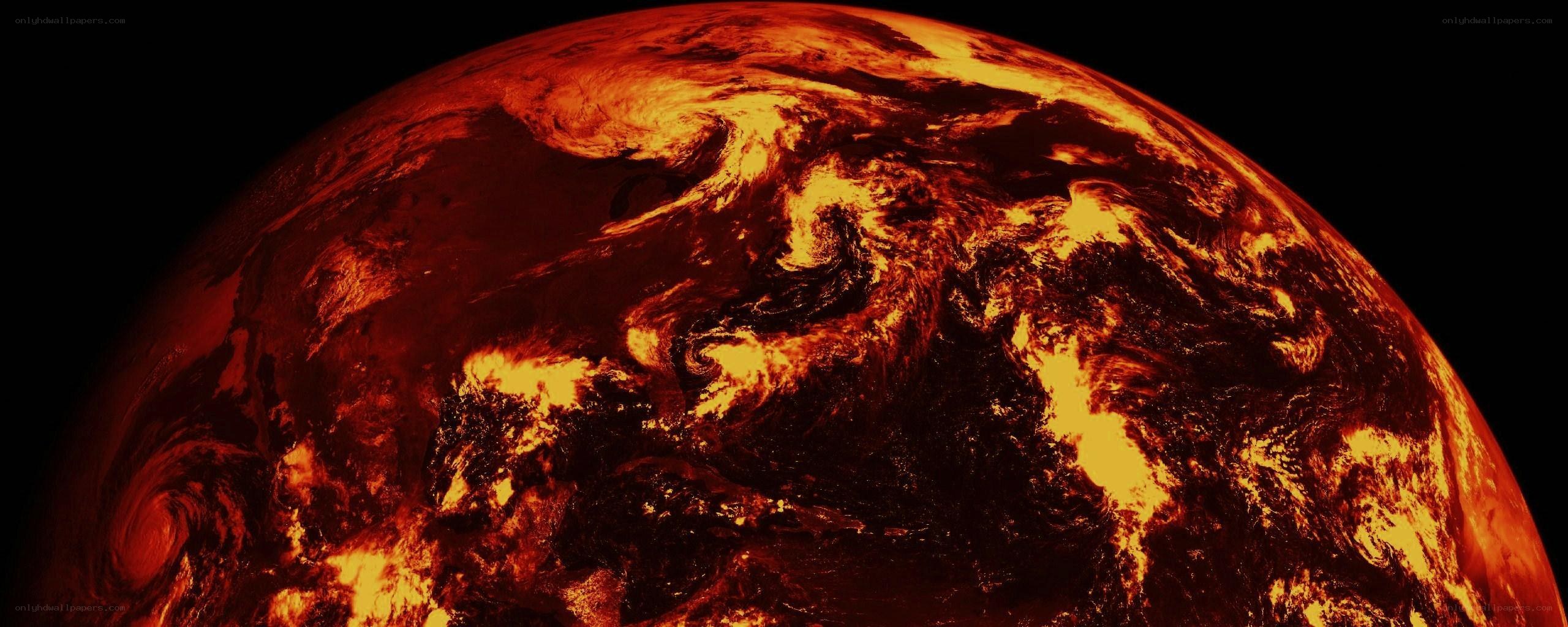 Earth in fiery red