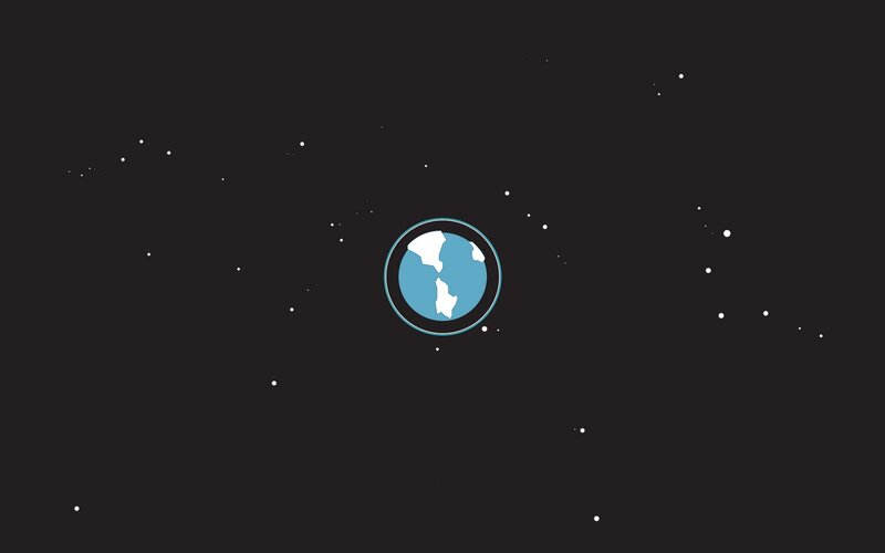 Earth in Space — Black, Serene, Vector Art