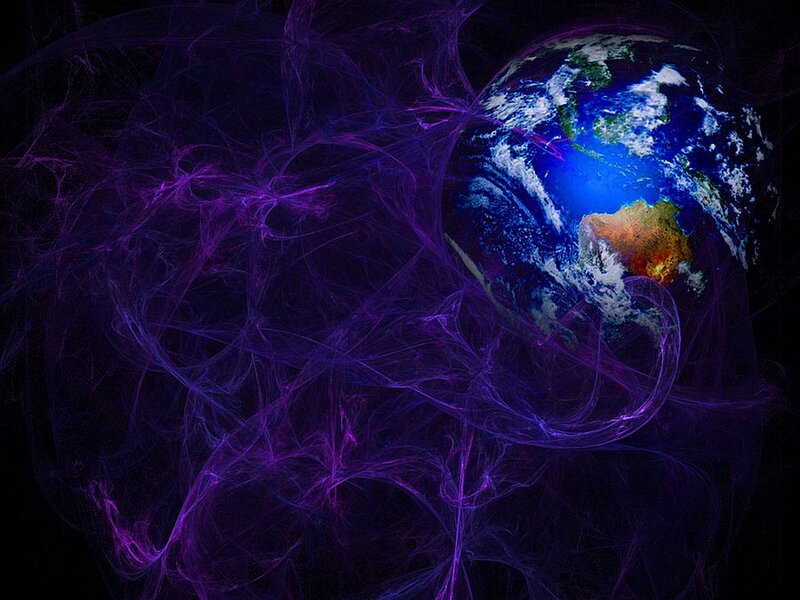 Earth in Space — Purple, Dramatic, Digital Art