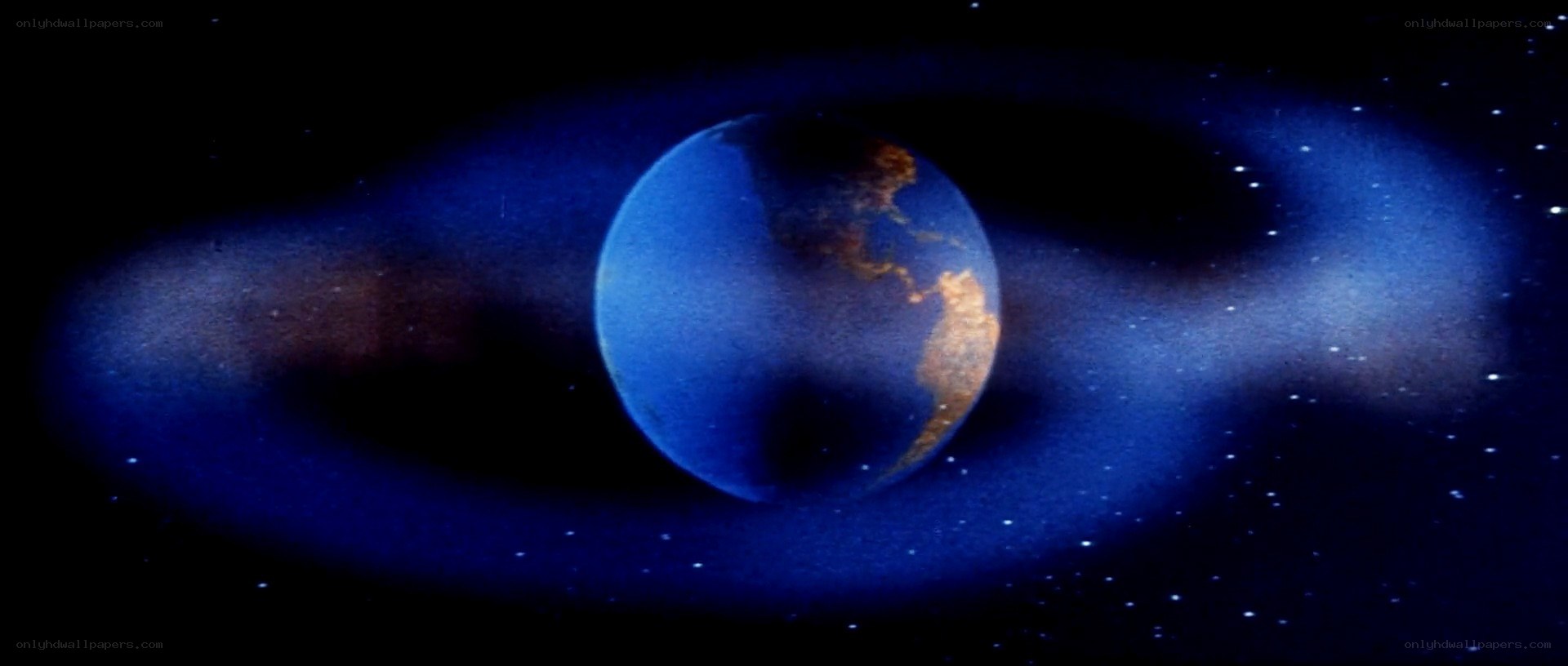 Earth in space with blue aura