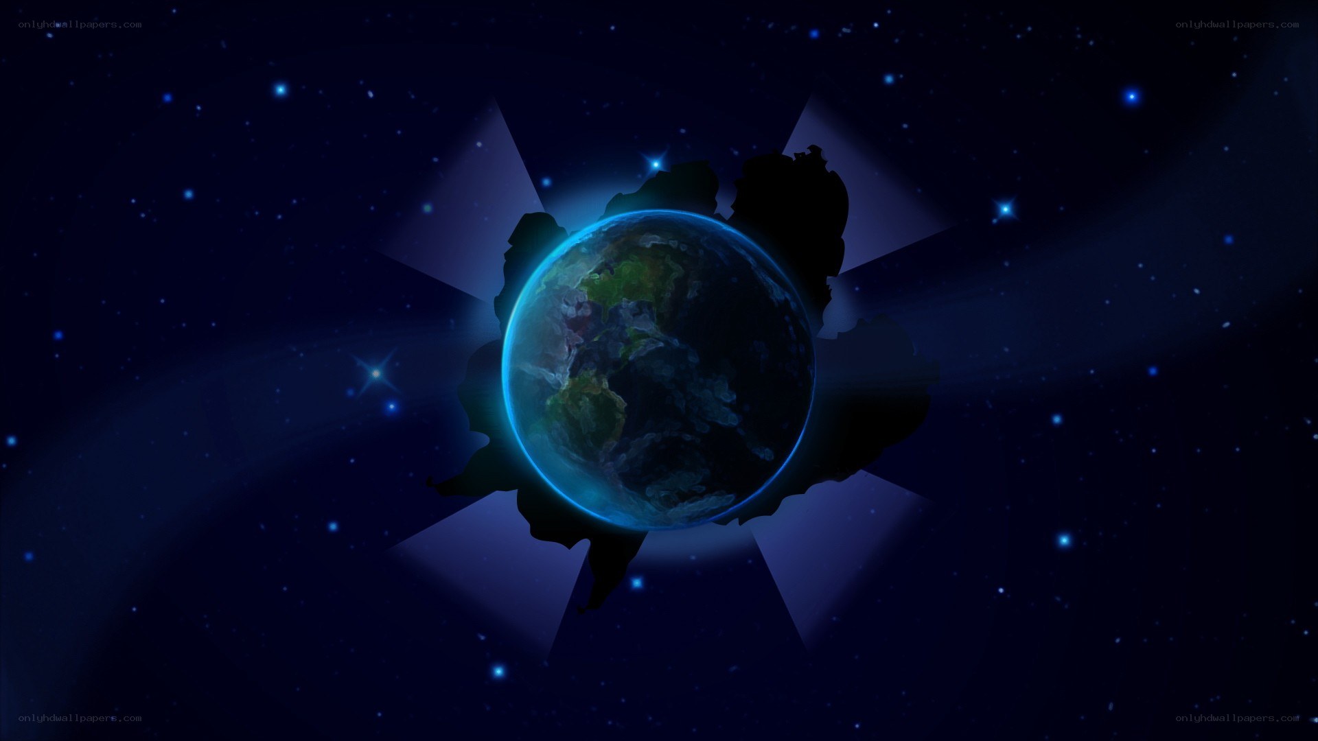 Earth in space with glowing outline