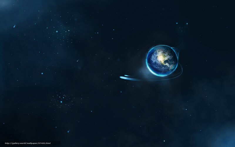 Earth in space with glowing trail