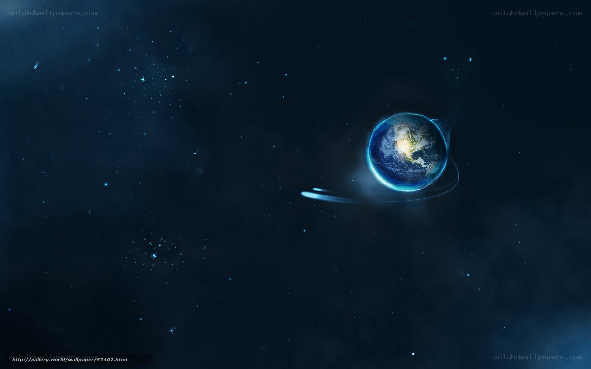 Earth in space with glowing trail