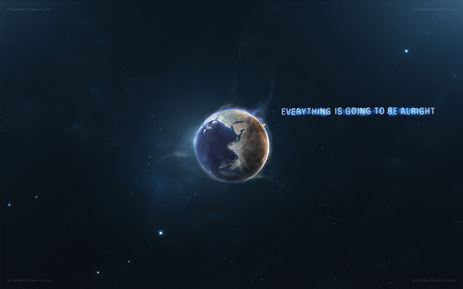 Earth in space with hopeful message