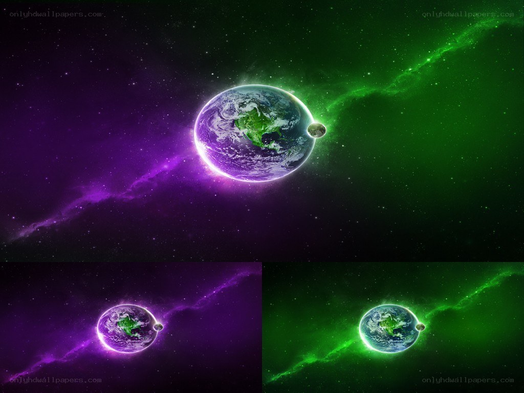 Earth in space with nebula