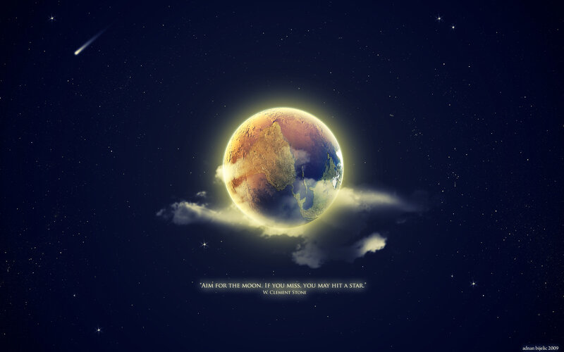 Earth in space with quote