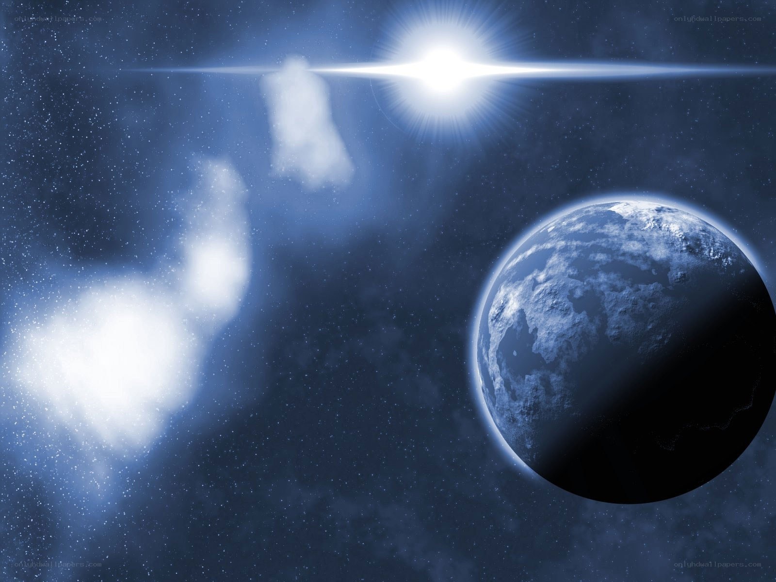 Earth in space with star