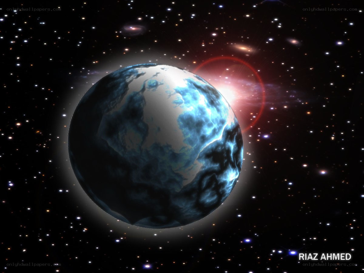 Earth in space with starfield