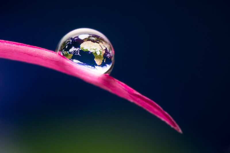 Earth in Water Droplet
