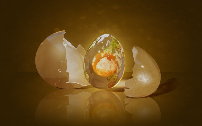 Earth Inside Egg — Gold