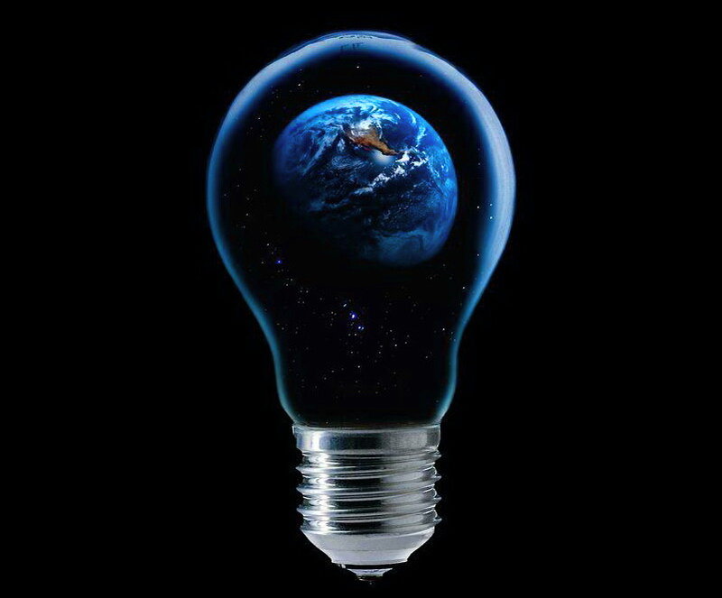 Earth Inside Light Bulb