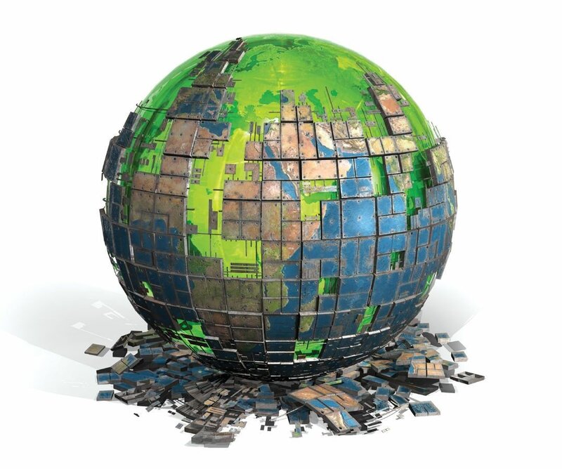 Earth made of broken tiles