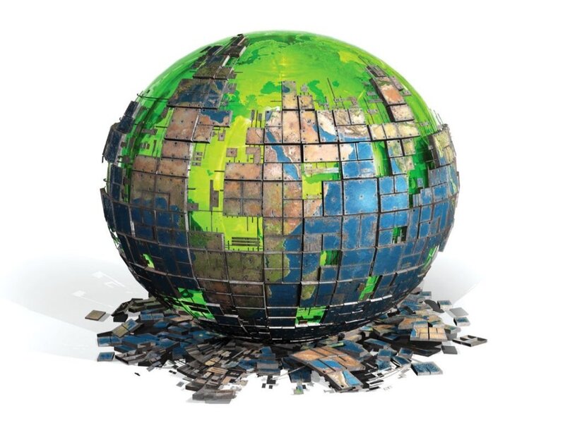 Earth made of circuit boards