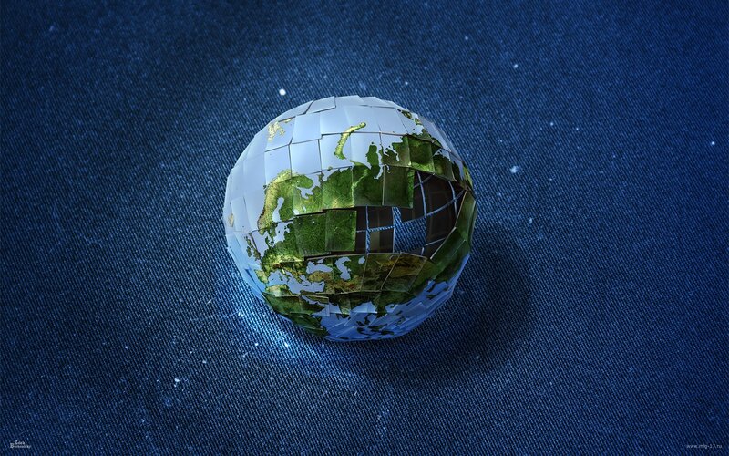 Earth made of paper tiles