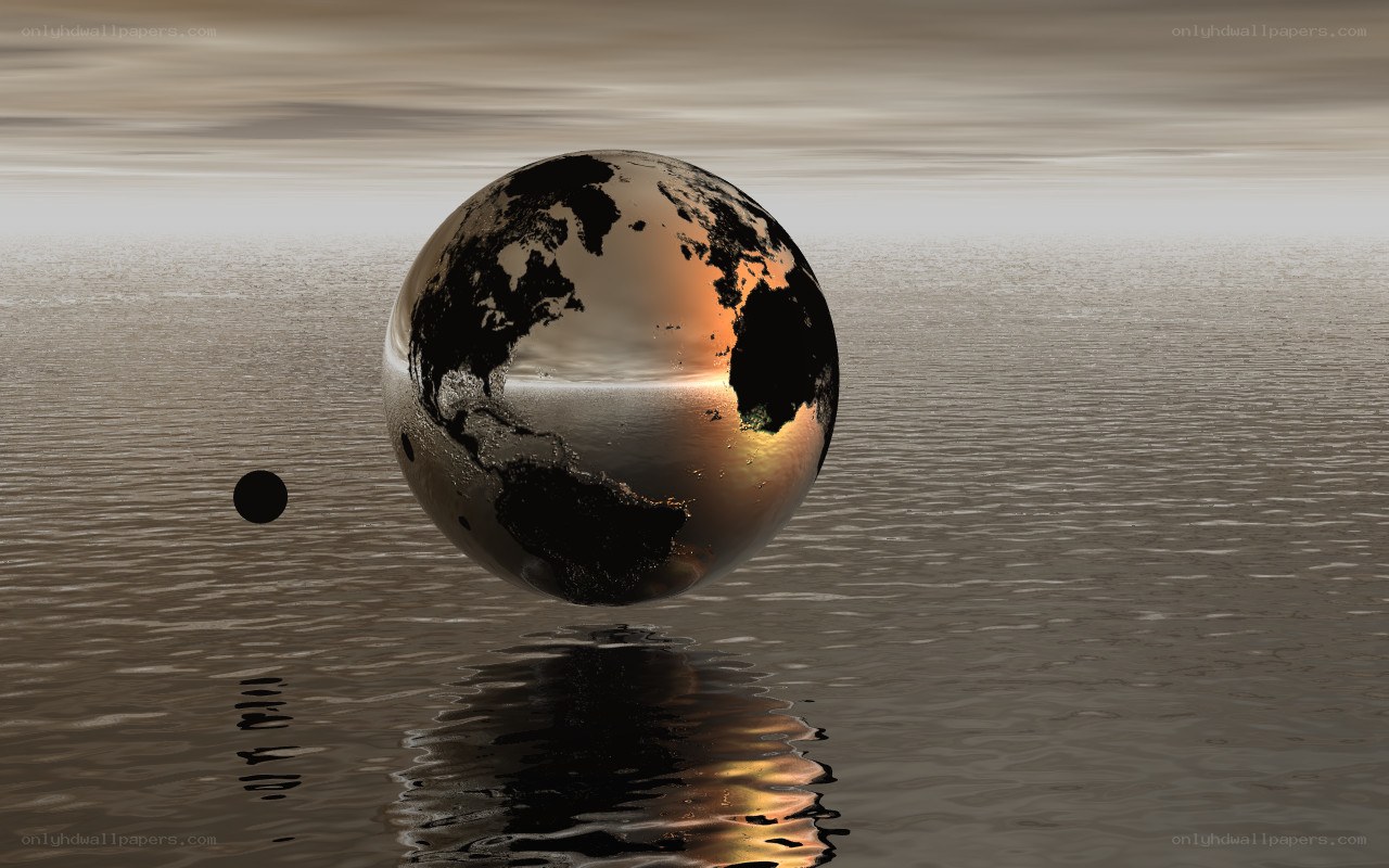 Earth over calm water