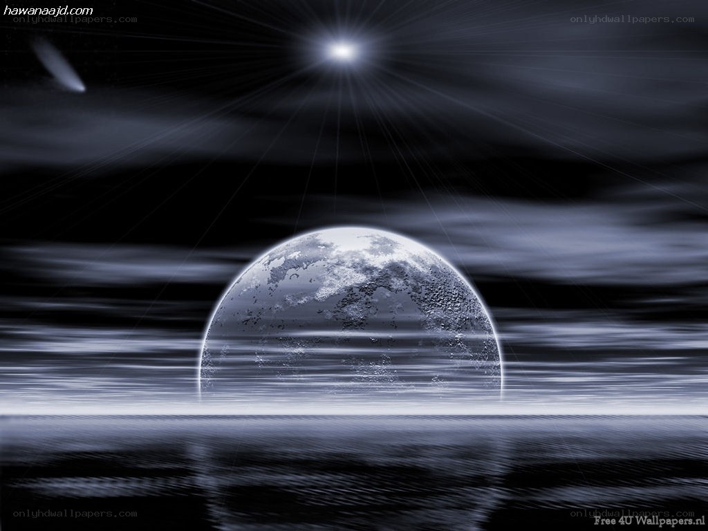 Earth over the ocean at night