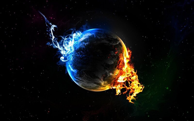 Earth Planet Burning — Blue, Dramatic