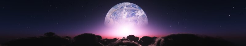 Earth rising above clouds