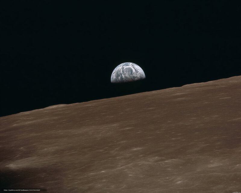 Earth Rising over Moon — Brown