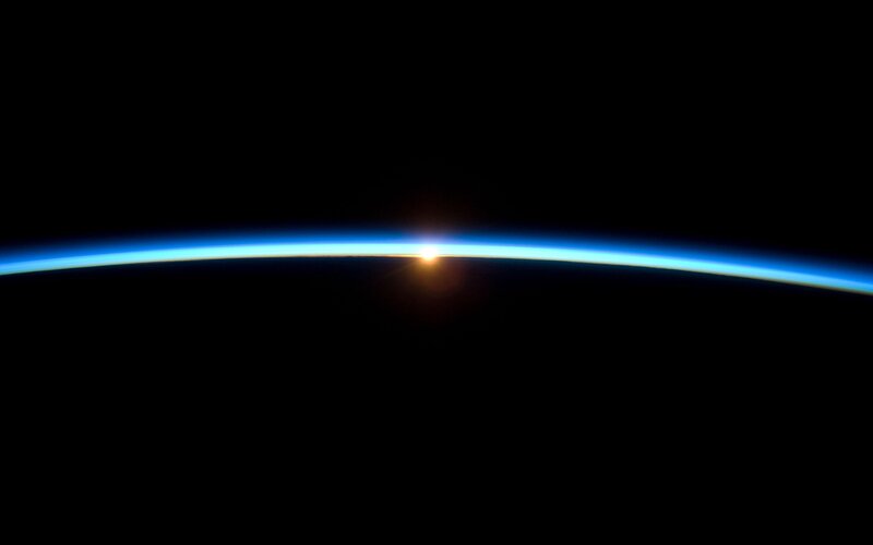 Earth's Horizon from Space — Blue, Serene, Sunrise